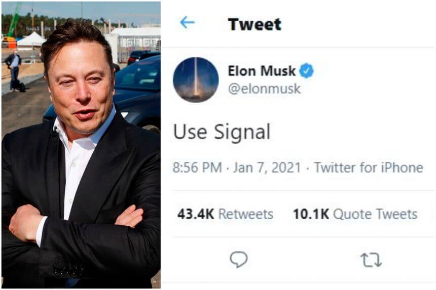 Elon Musk's Tweet "Use Signal"